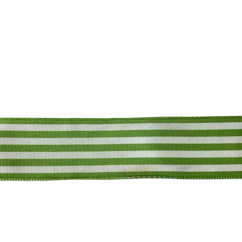 Vintage Lauren Ralph Lauren Ribbon D Ring Belt 38”Length USA Y2K Green Striped